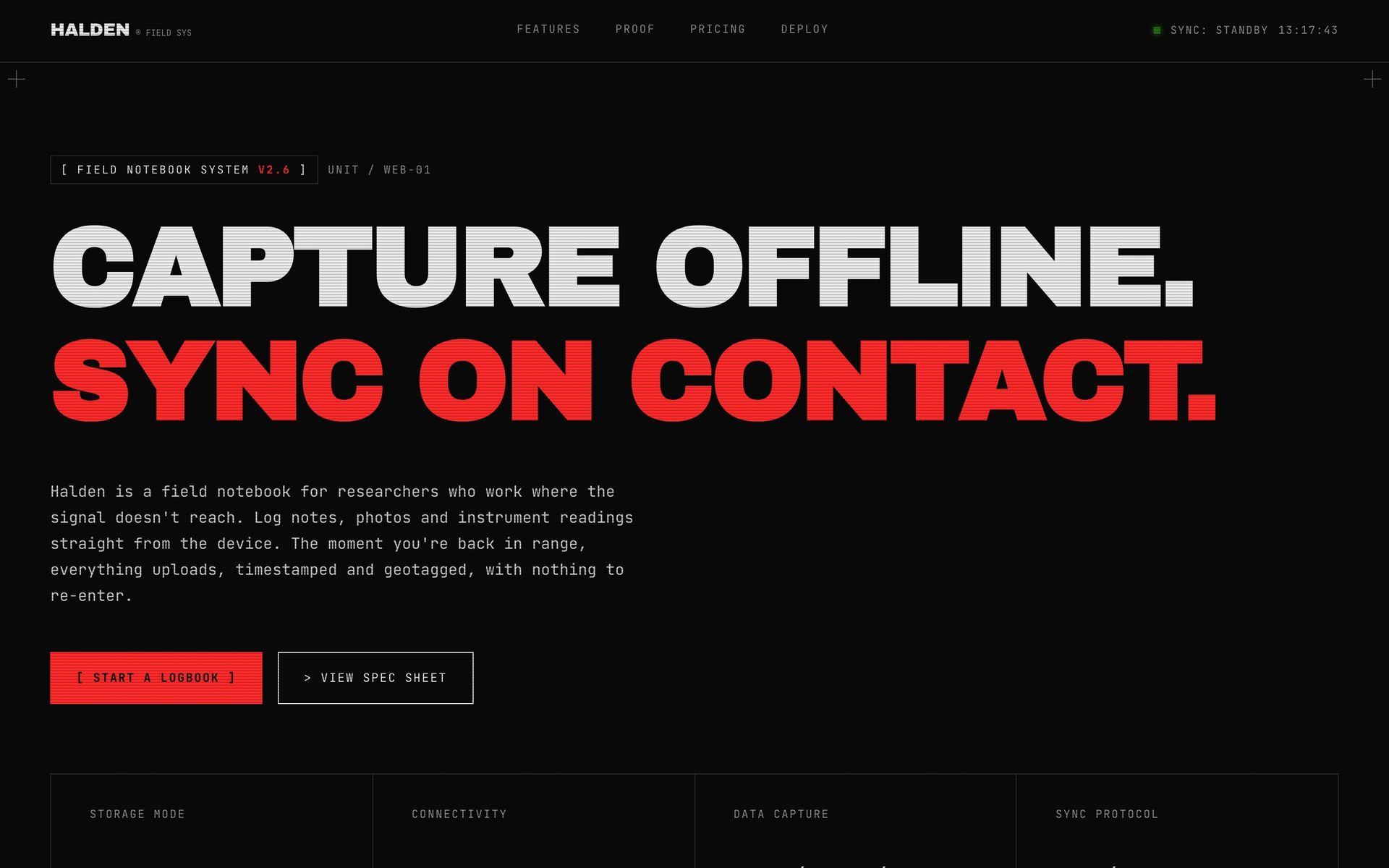 A page built by the Industrial brutalist UI design skill