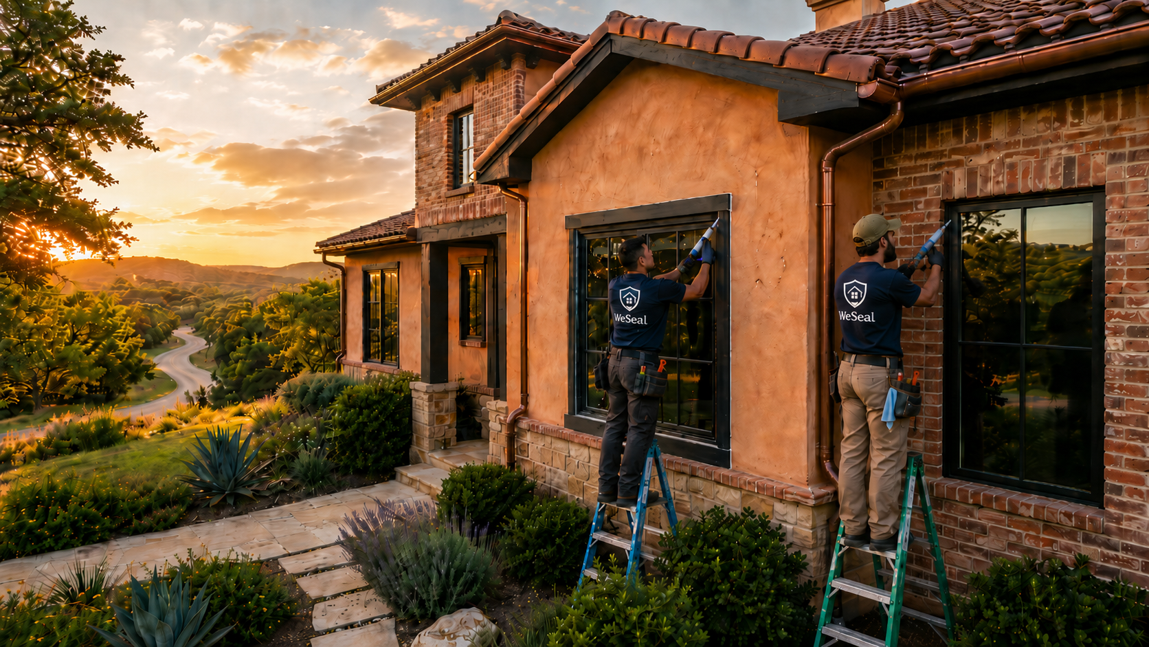 WeSeal founders on-site at golden hour
