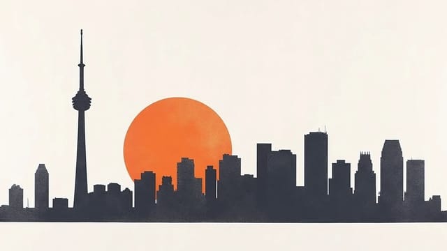Screen-printed illustration of the Toronto skyline