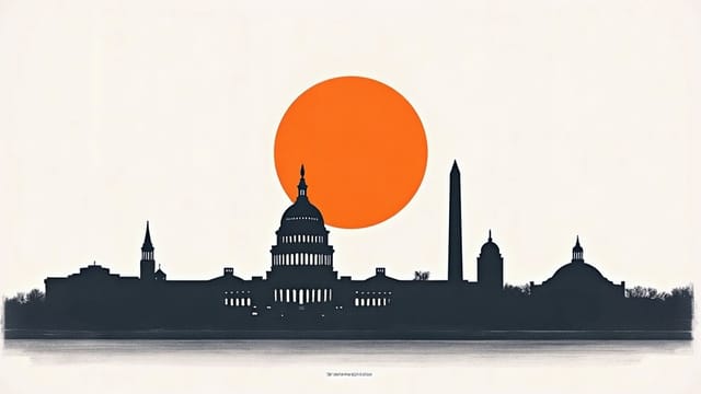Screen-printed illustration of the Washington, DC skyline