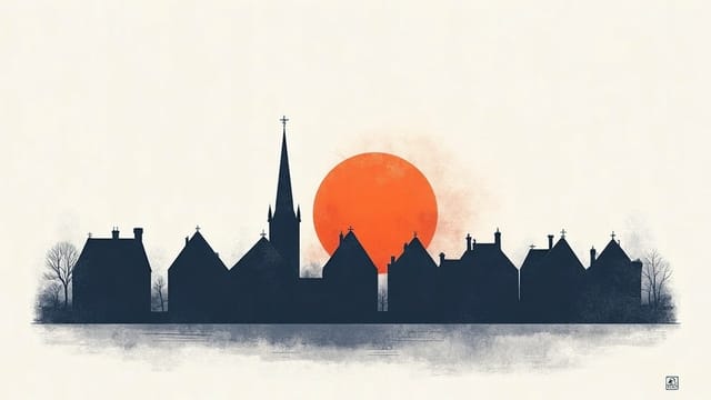 Screen-printed illustration of the Amsterdam skyline