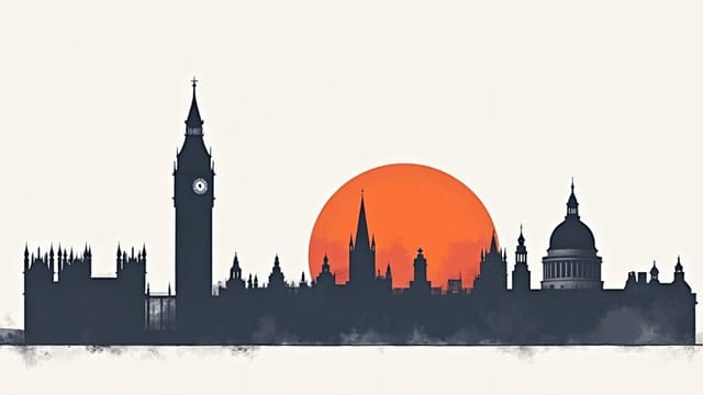 Screen-printed illustration of the London skyline