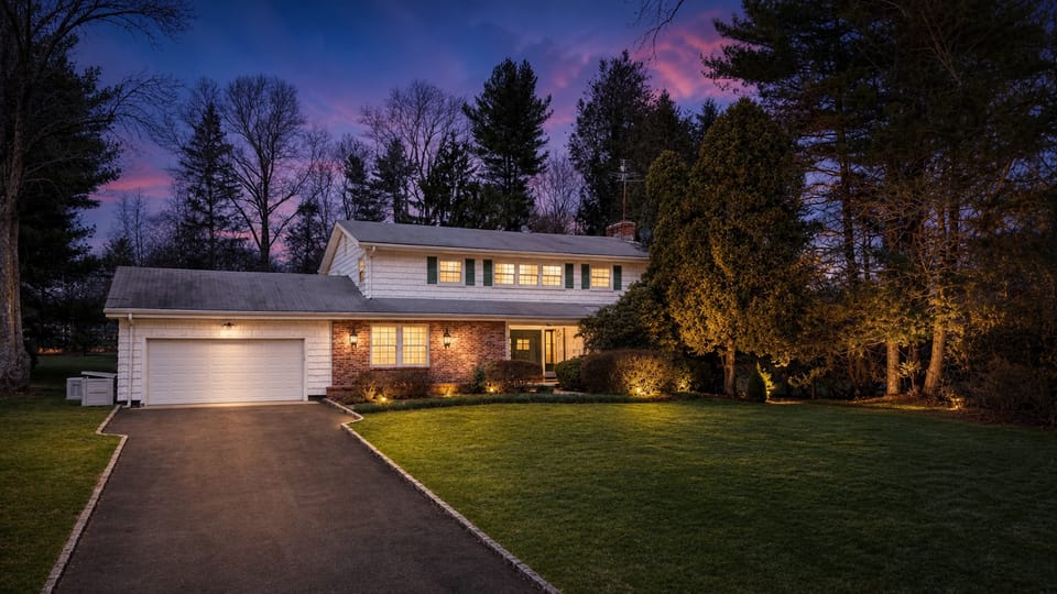 15 Very Merry Road in Stamford at twilight, a house we sold