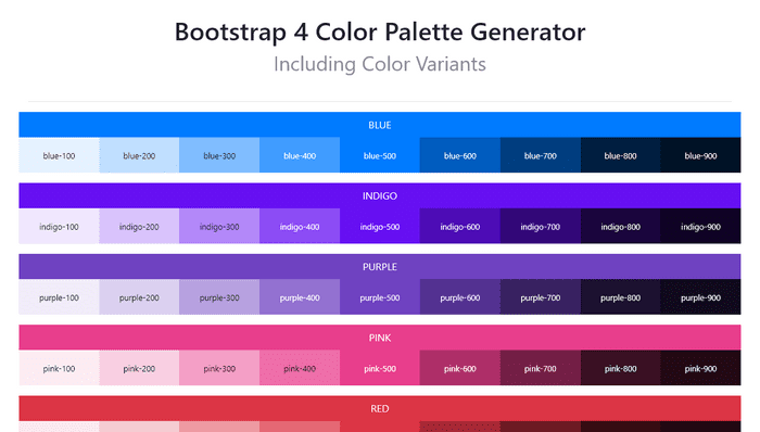 CSS Color Palettes - Bootstrap 4 Color Palette Generator