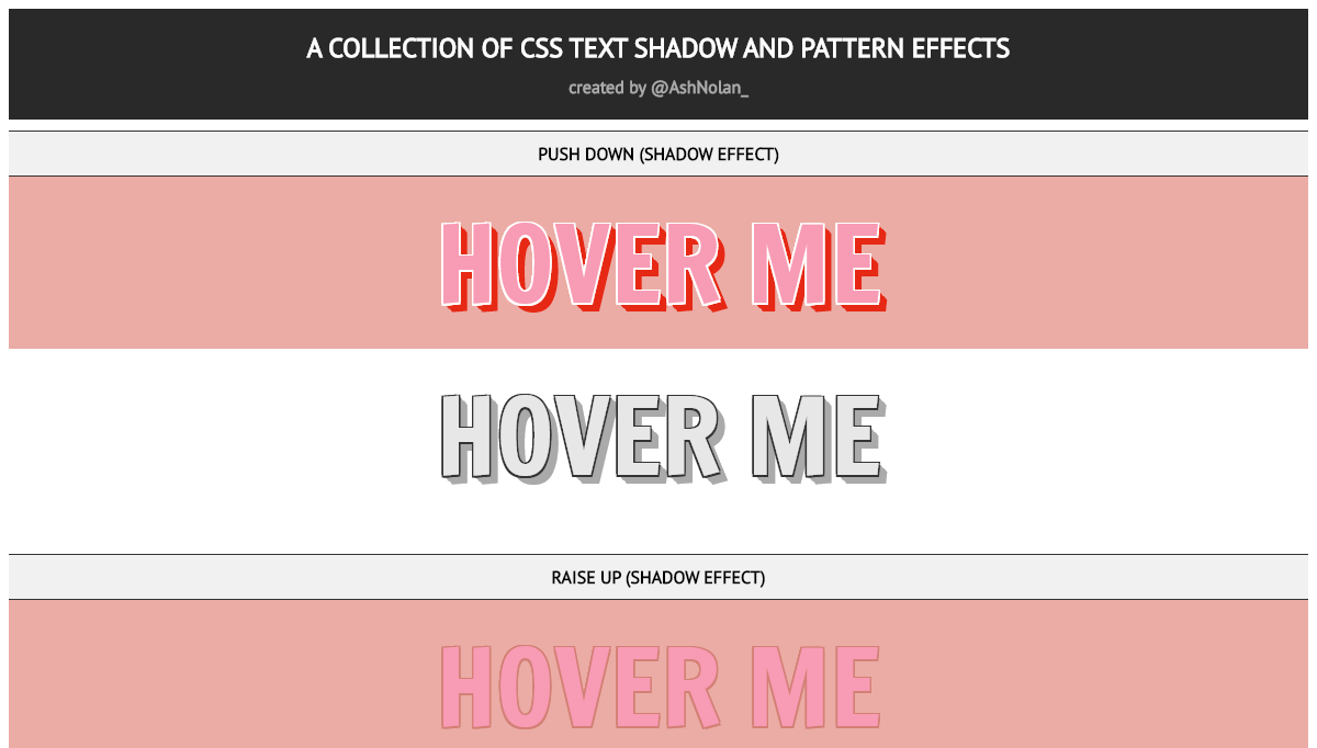 CSS Text Shadow Effects - A collection of CSS text-shadow and pattern effects