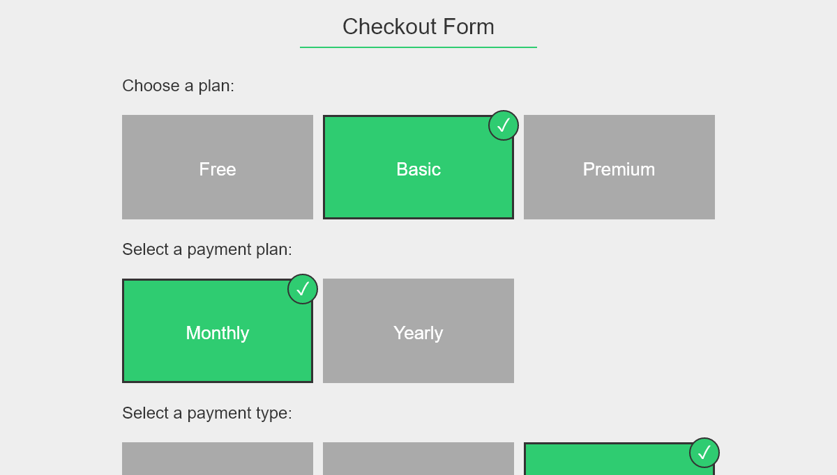 Radio Buttons CSS - Checkout Form