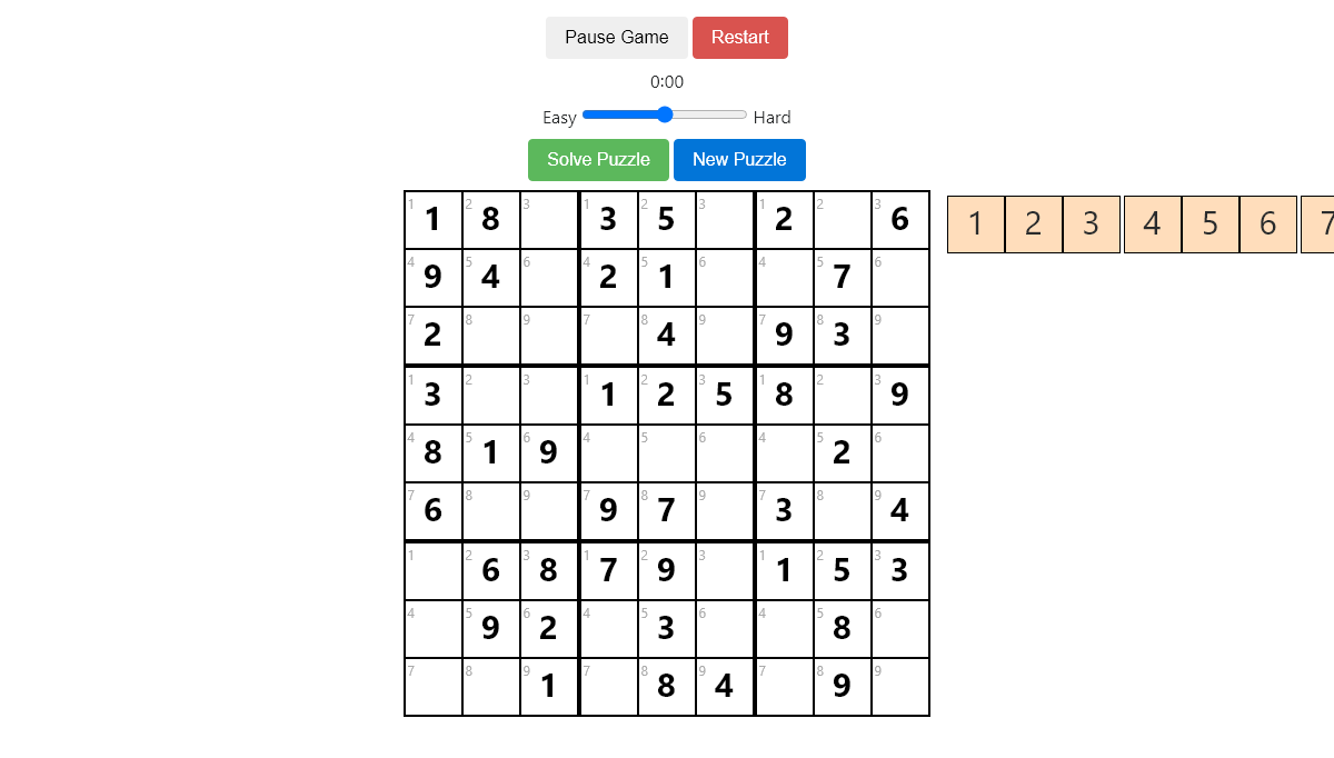 JavaScript Sudoku Games - Dynamic Sudoku