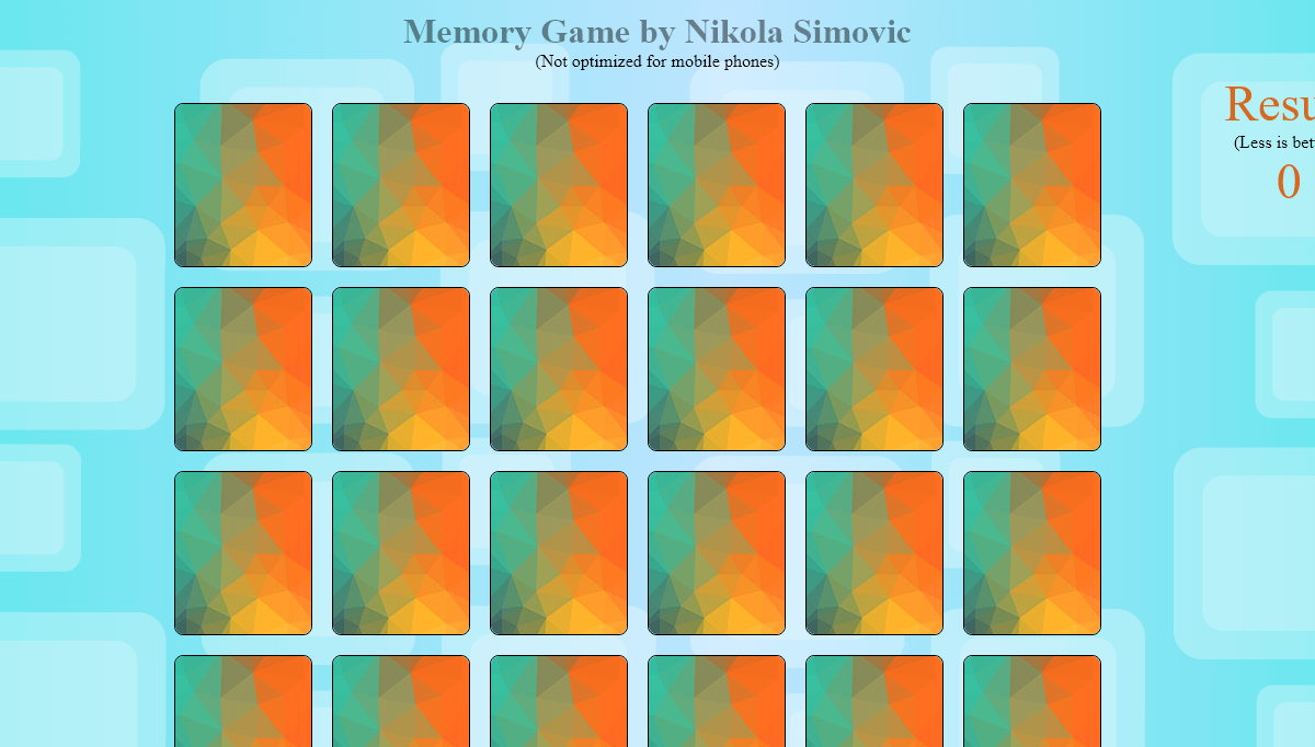 JavaScript Memory Games - Memory game