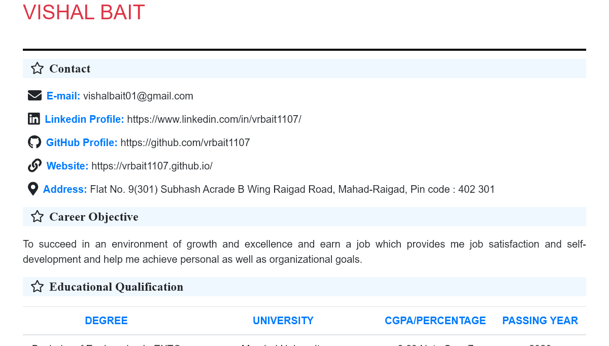 HTML Resume Templates - Personal Resume with Bootstrap4