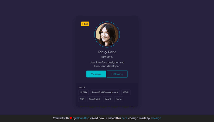 CSS Cards - #030 - Profile Card Design