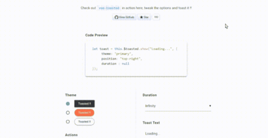 Vue Notifications - Vue Toasted