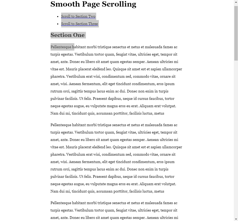 jQuery Scroll Effects - Smooth Page Scrolling in jQuery