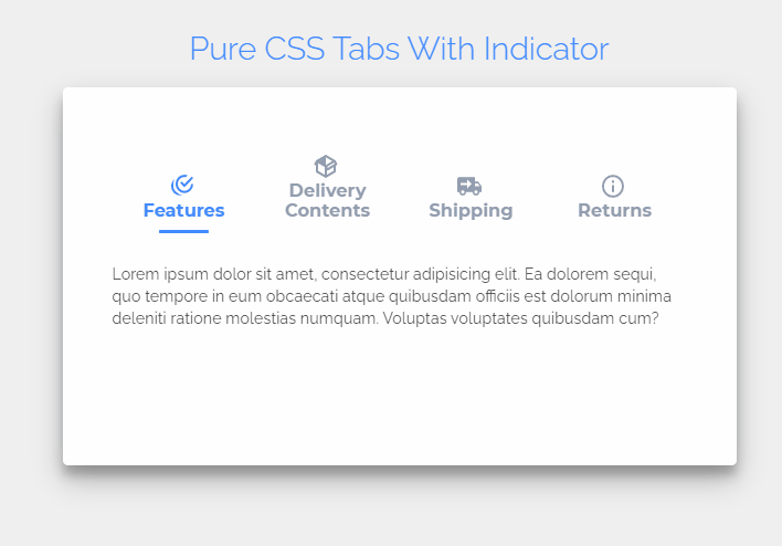 CSS Tabs - Pure CSS Tabs With Indicator