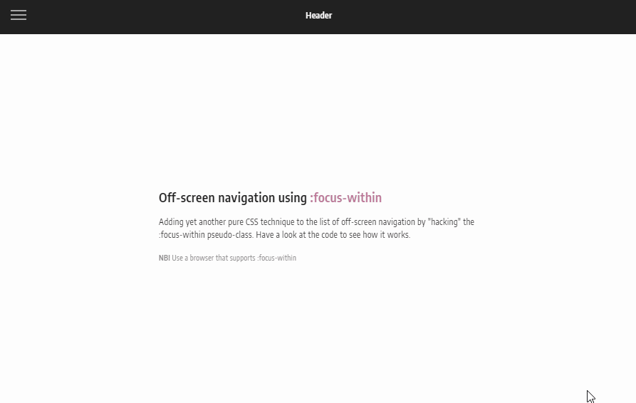 CSS Sliding Menus - Off-Screen CSS Sliding Menu