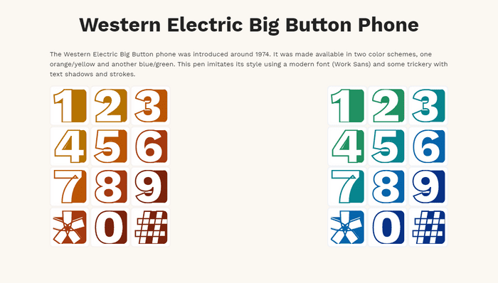 CSS Text Effects - Western Electric Big Button Phone
