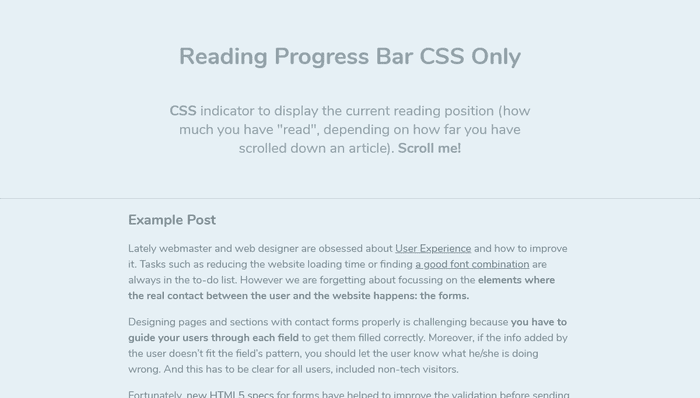 CSS Progress Bars - Reading Progess Bar CSS only