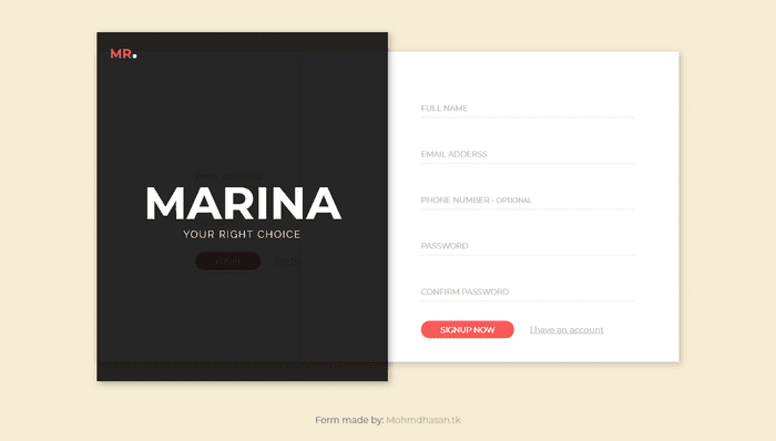 Bootstrap Login Forms - Responsive Signup/Login form