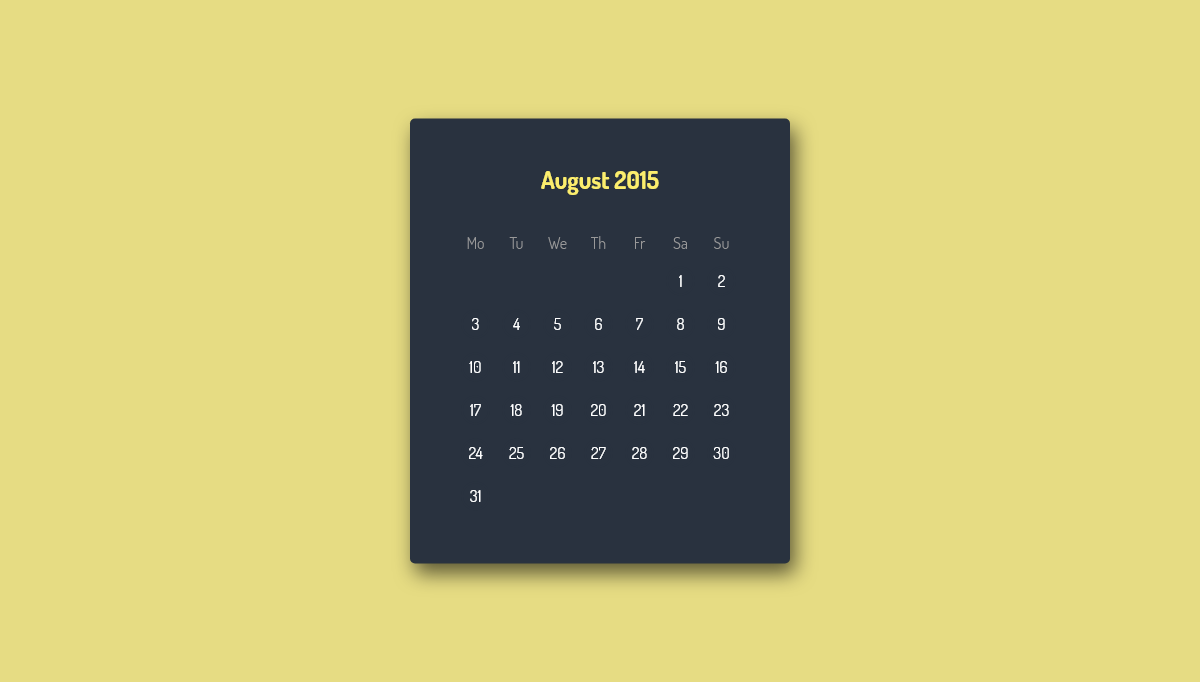 CSS Calendars - Calendar Widget