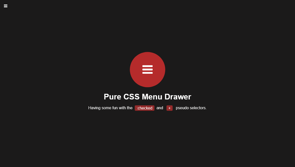 CSS Menu - Pure CSS Menu Drawer