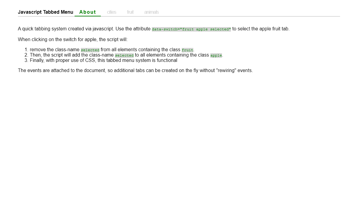 JavaScript Tabs - Javascript/CSS Tabs