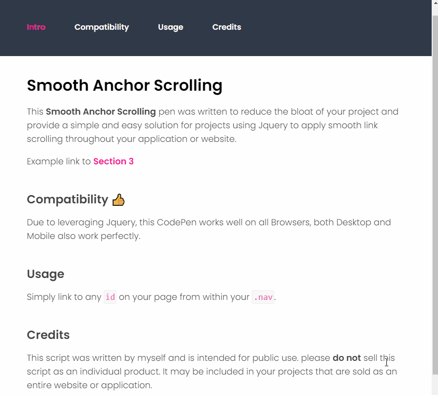 jQuery Scrolling Menus - Smooth Anchor Scrolling