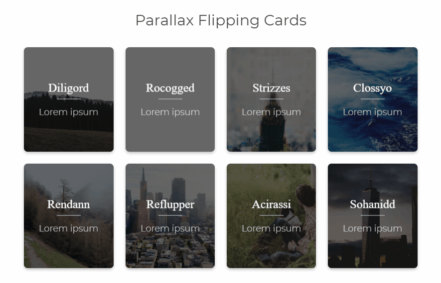 CSS Flip Cards - Parallax Flipping Cards