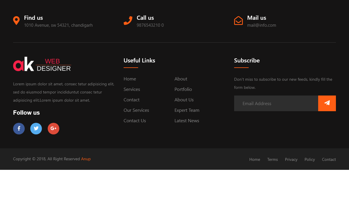 CSS Headers and Footers - Footer Responsive