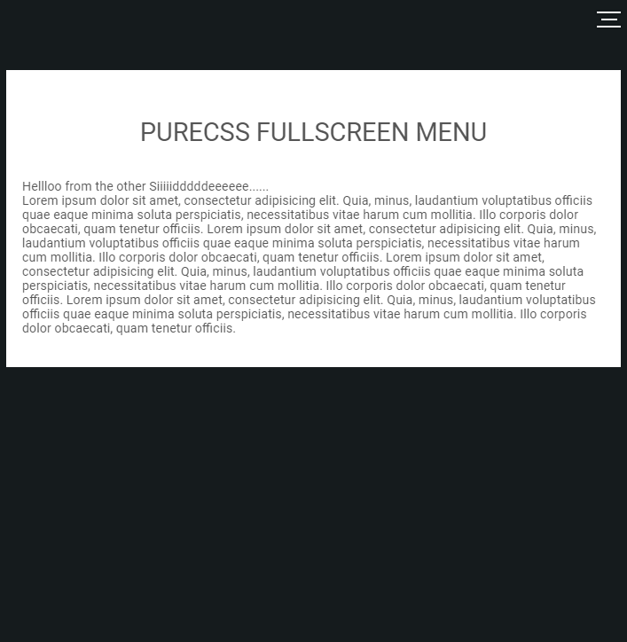 CSS Fullscreen Menus - PureCSS fullscreen menu