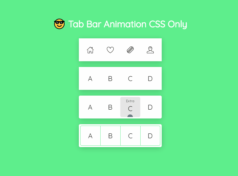 CSS Tab Bars - Tab Bar Animation CSS Only