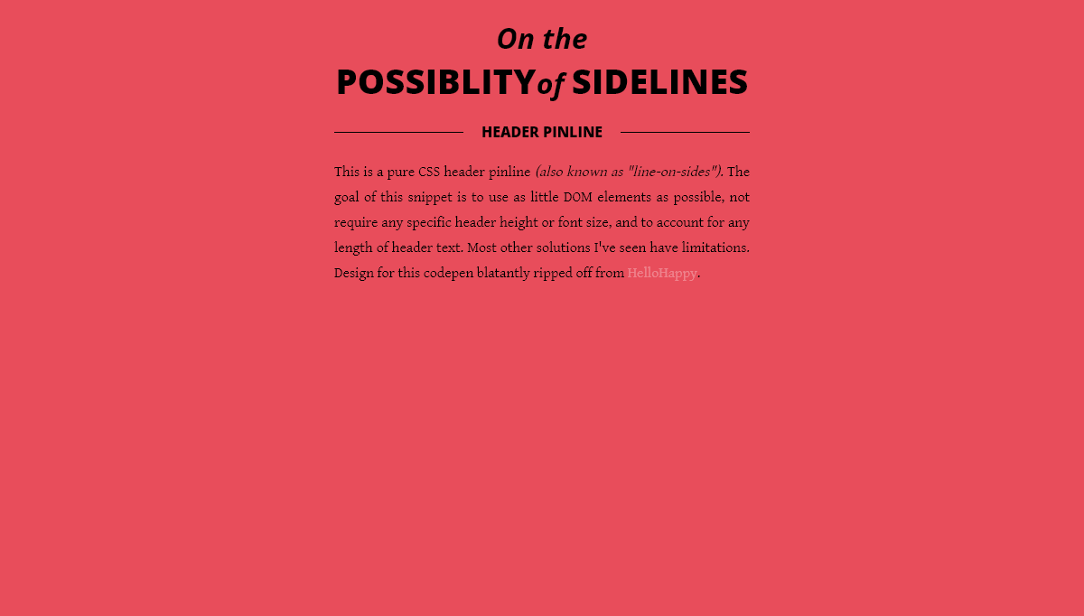 CSS Dividers - Header Pinlines