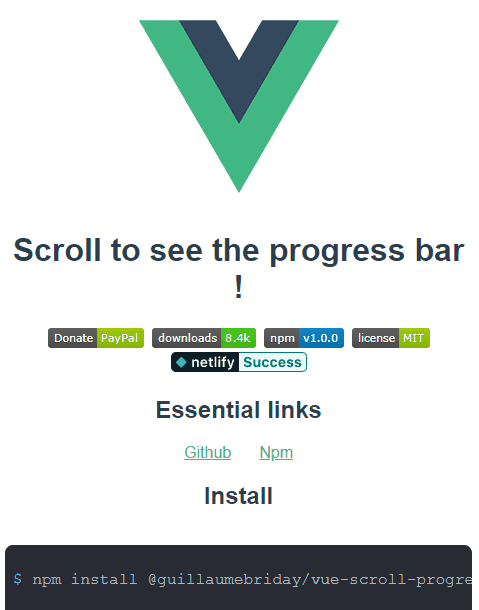 Vue Progress Bars - Vue Scroll Progress Bar