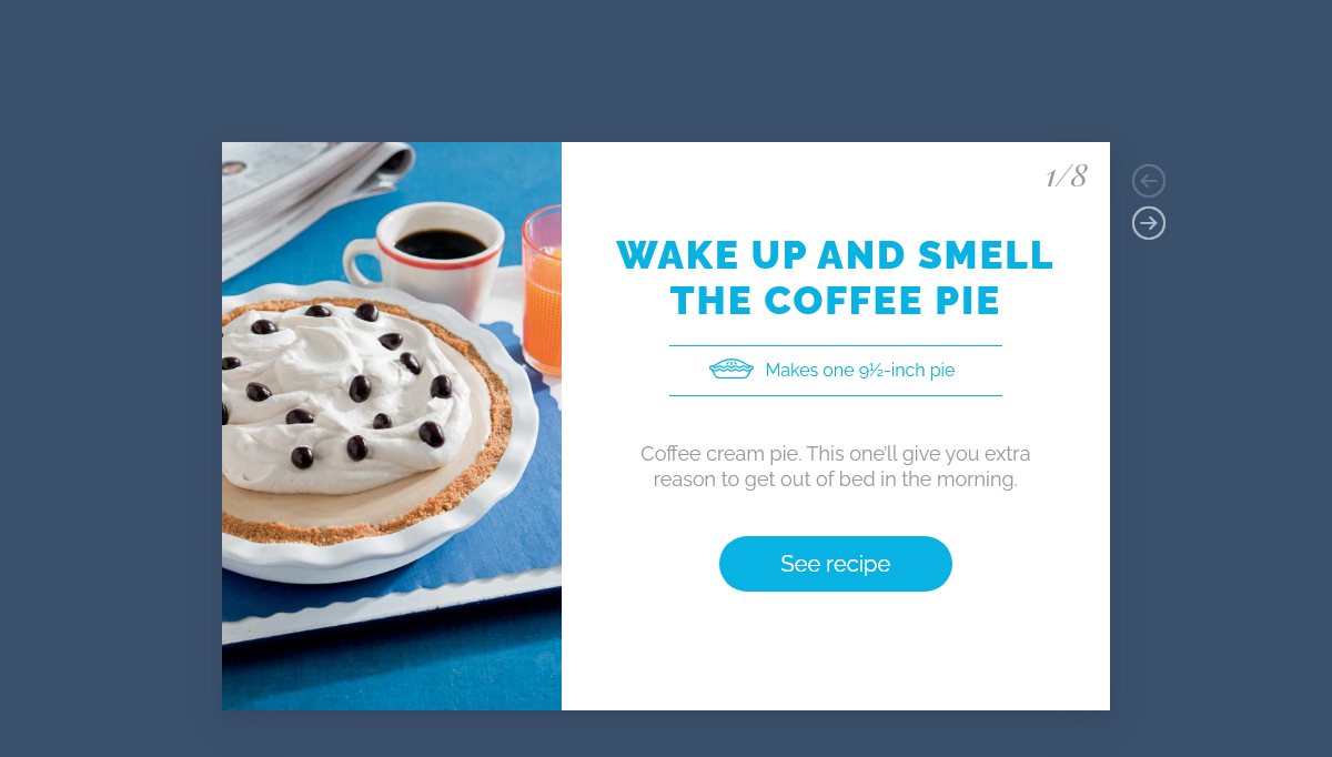 CSS Recipe Cards - Slider Animations: Pies from the Waitress Musical
