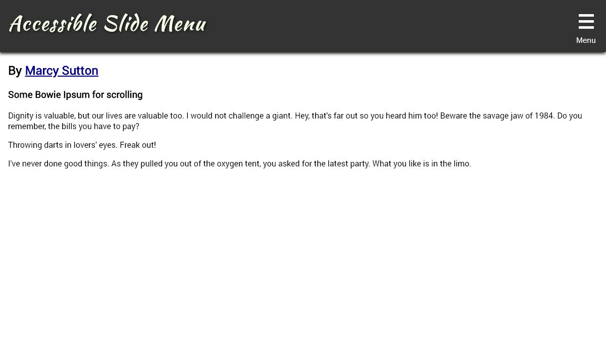 jQuery Sliding Menus - Accessible Slide Menu
