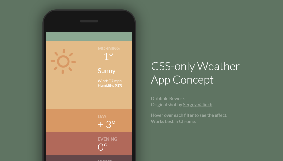 CSS Weather Icons - CSS-only Weather App Concept