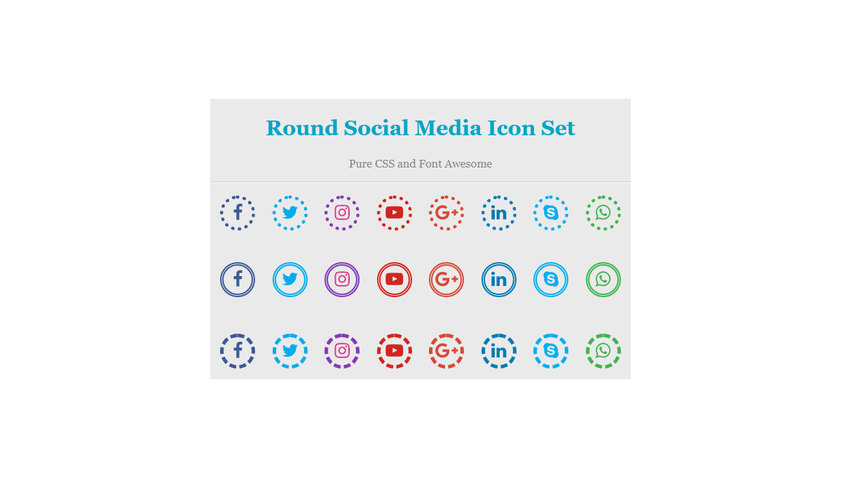CSS Social Media Icons - Pure CSS and Font  Awesome Social Media Icon