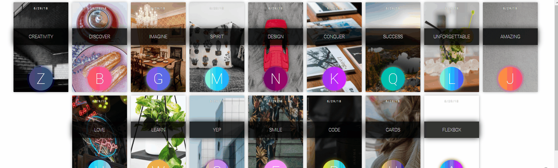CSS Cards - flexbox cards