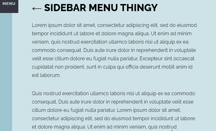 jQuery Menus - Sidebar Menu Concept