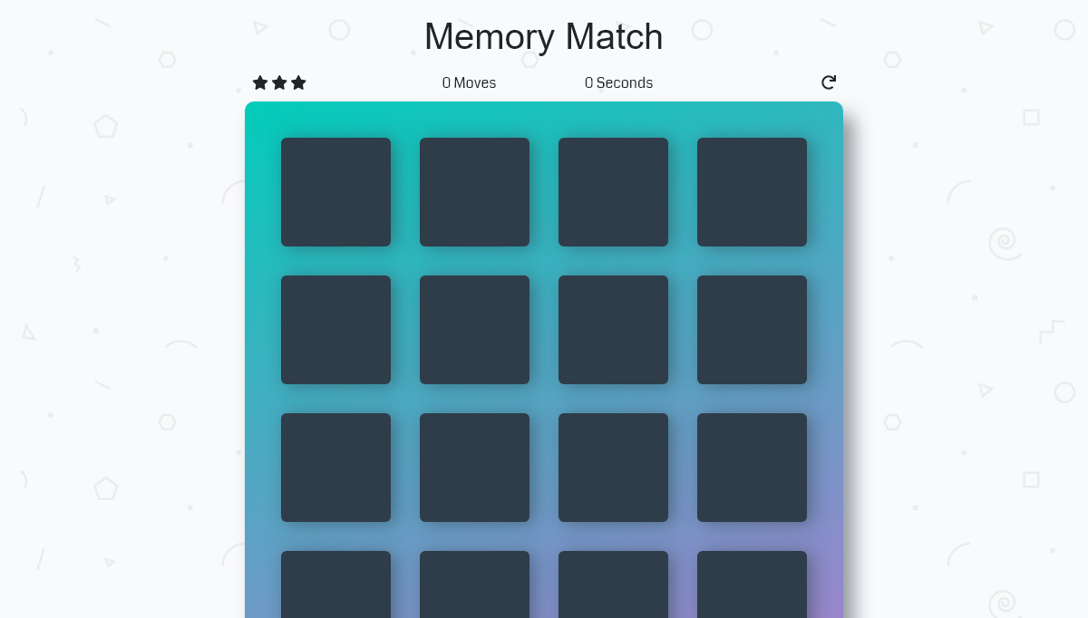 JavaScript Memory Games - Fend - Project 2 - "memory Game"