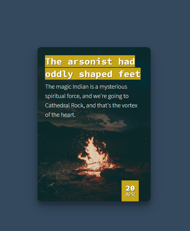 CSS Cards - A <figure> with a <figcaption>... and .date that all:hovers