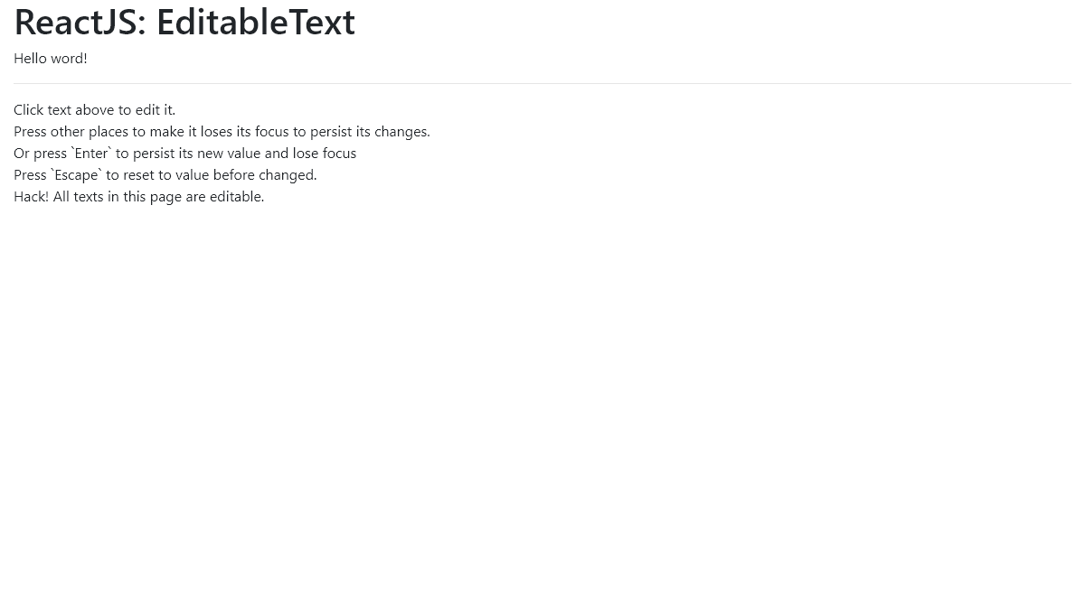 React Input Text - ReactJS: Editable Text