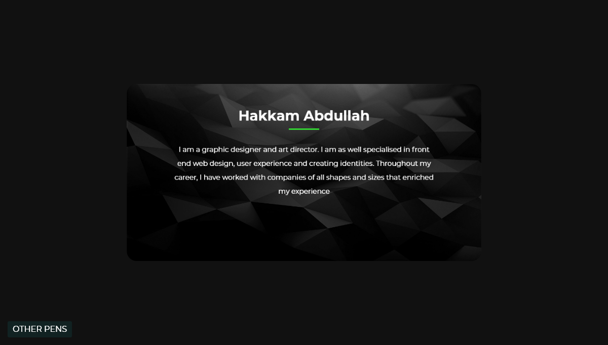 CSS Profile Cards - Parallax Card