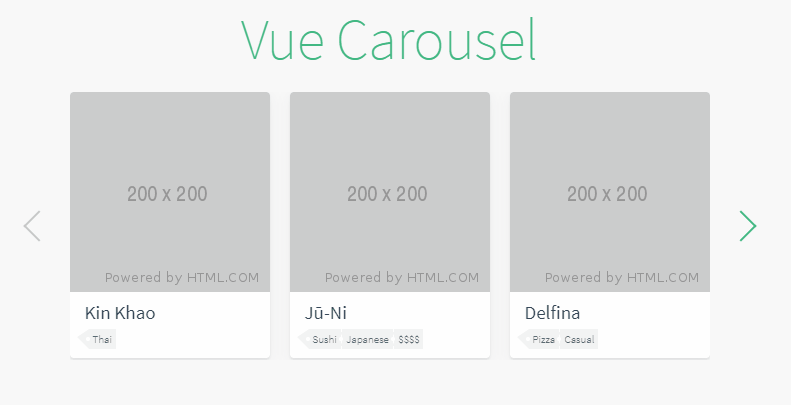 Vue Carousels - Vue card carousel