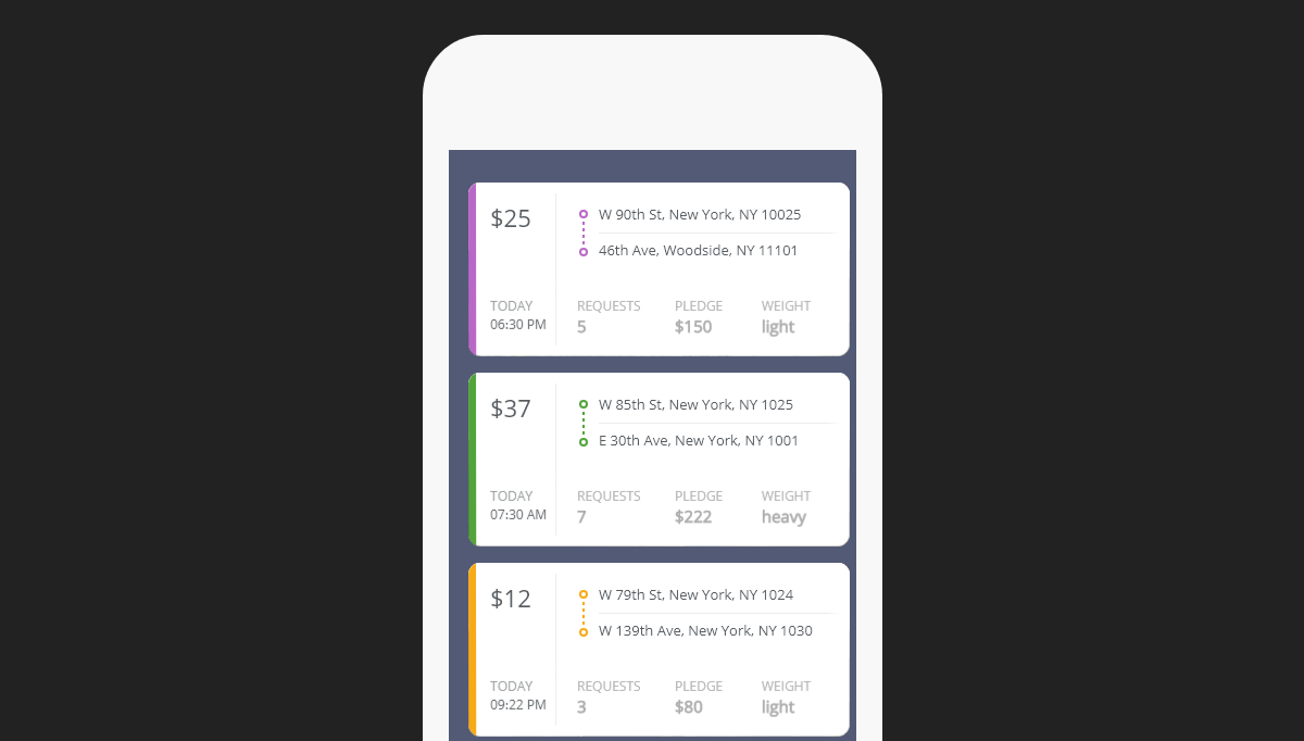 jQuery Cards - Delivery Card Animation