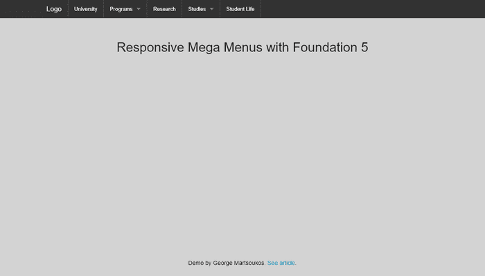 CSS Menu - Mega Menu Dropdowns with Foundation 5