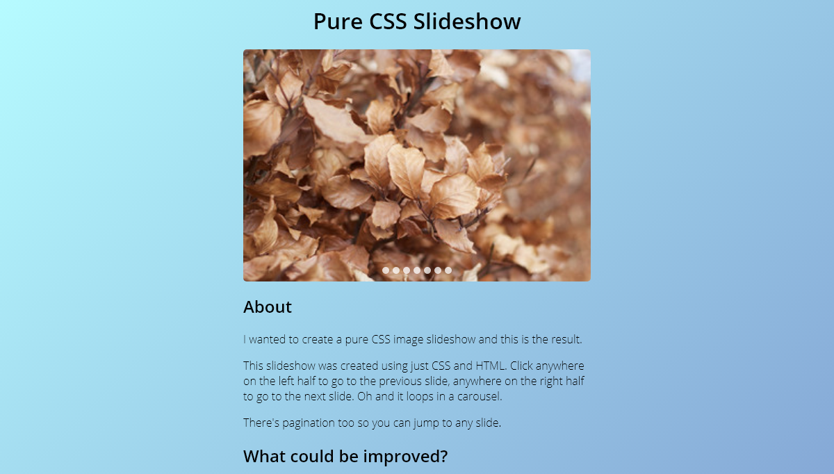 CSS Slideshows - Pure CSS Slideshow