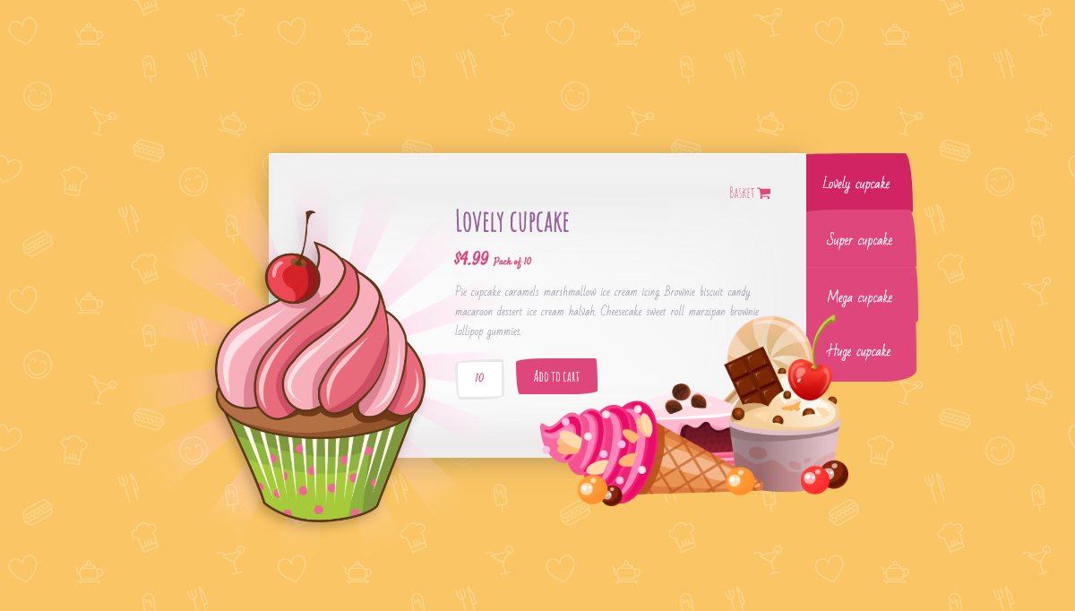 CSS Sliders - CSS Only Cupcake Slider with Sprinkles!
