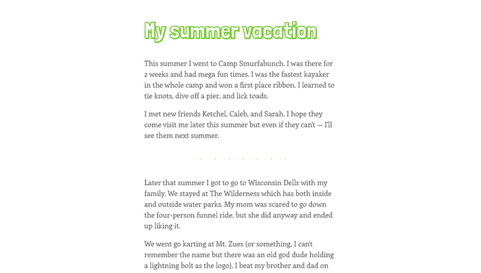 HTML <hr> with CSS - My Summer Vacation