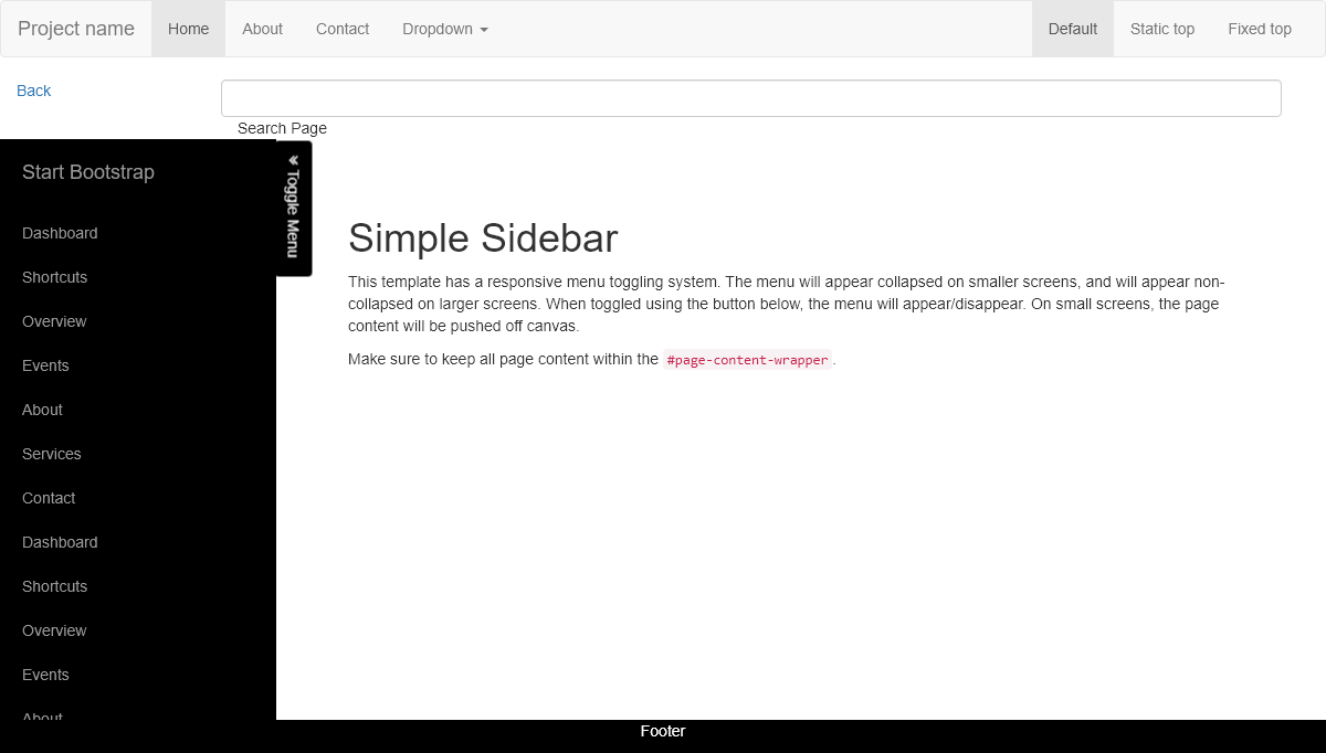 Bootstrap Sidebars - BootStrap Sidebar Toggle