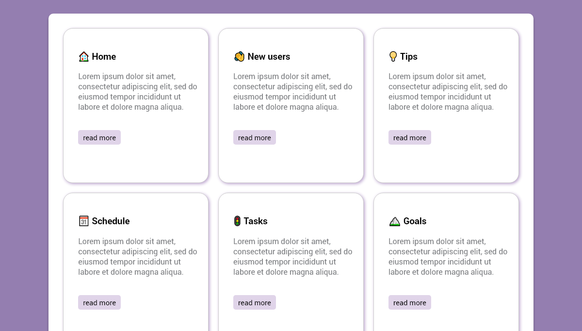 CSS Card Layouts - cards for site sections notion.so inspo