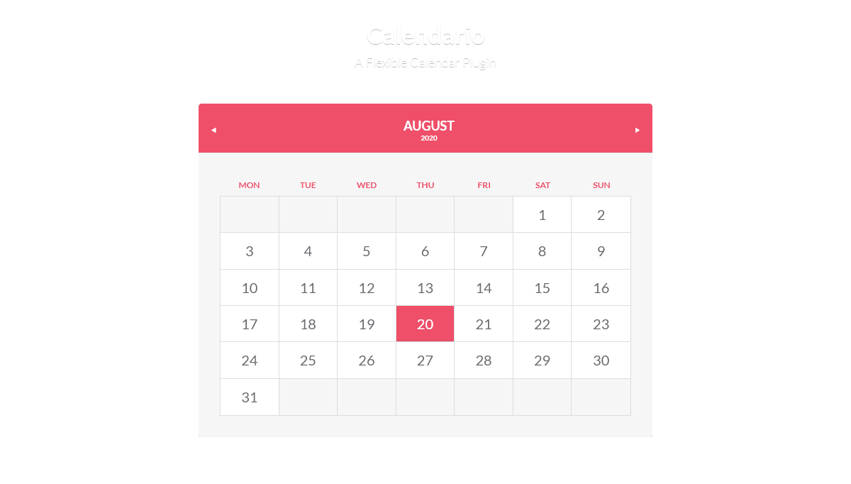 CSS Calendars - Calendario